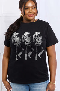 Simply Love Full Size Triple Skeletons Graphic Cotton Tee