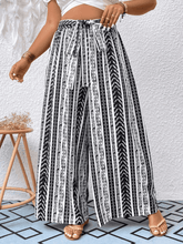 Load image into Gallery viewer, Plus Size Striped Tied Wide Leg Pants